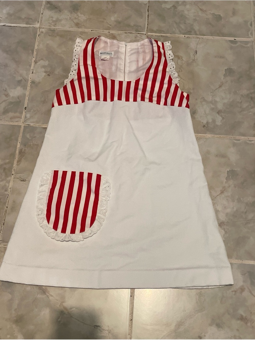 Vintage 19060-70s Liberty House Hawaii Candy Stripe Maid Dress Talon SZ XS/S